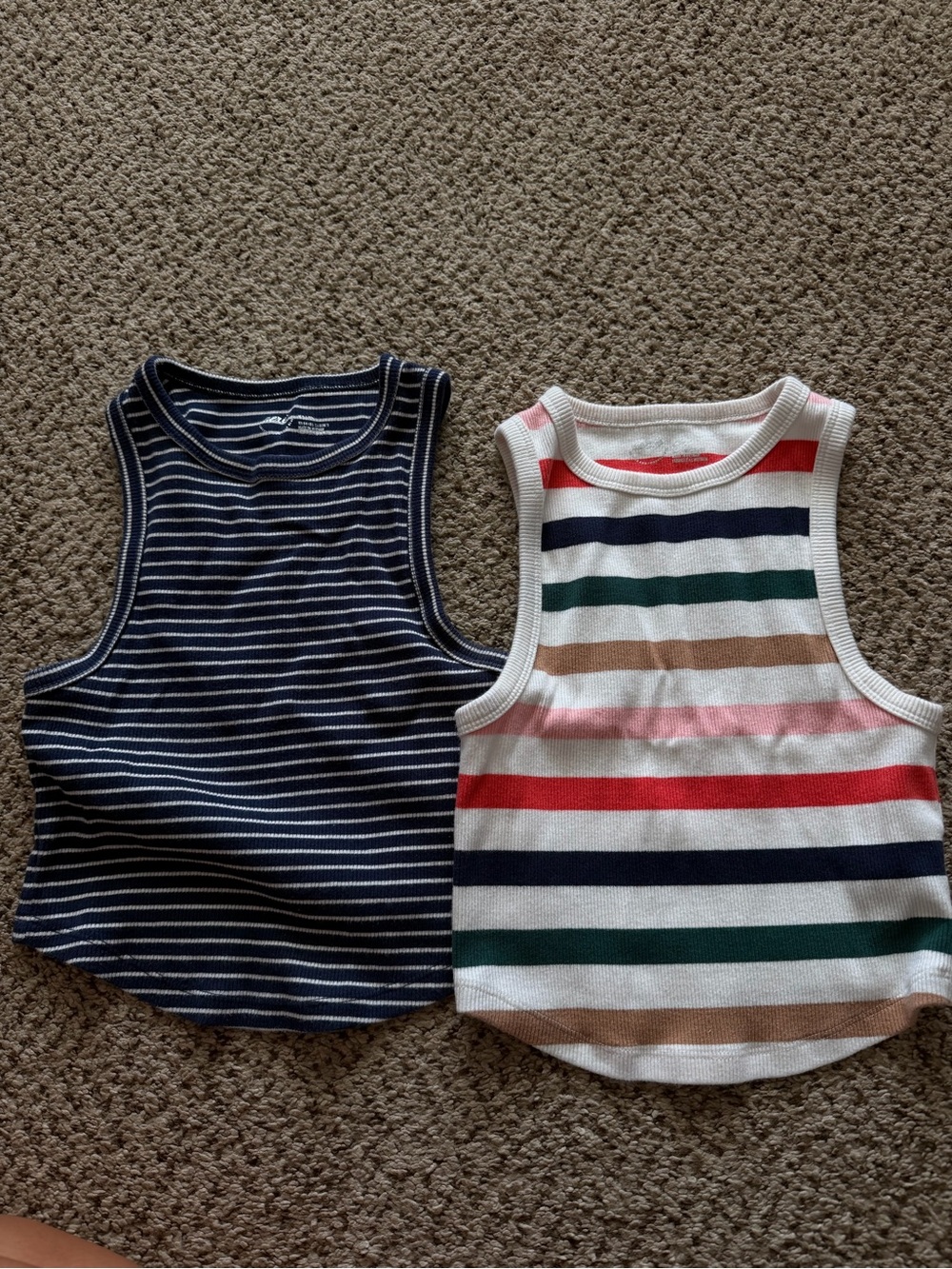 aerie Striped Crop Tanks - Navy & Multi-Color